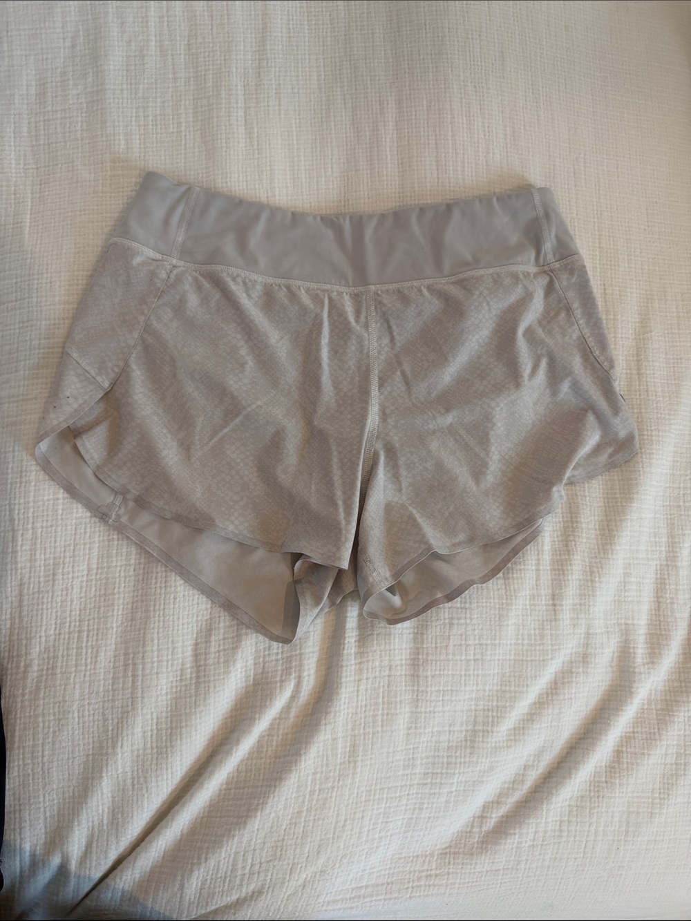 Athleta Women's Light Gray Athletic Running Shorts with Wide Waistband